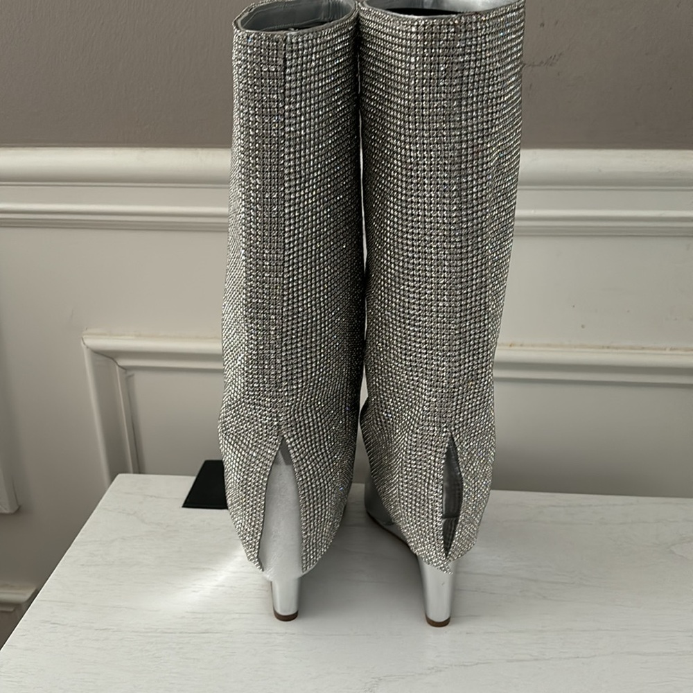 Steve Madden Riski Rhinestone Boots-Silver - Picture 15 of 16